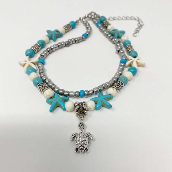 Jewelry - Turquoise and Silver Turtle Anklet